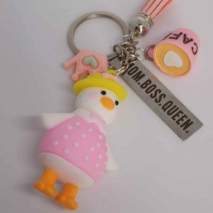 NEW- Mom Boss Queen Cute Duck Keychain with Charms